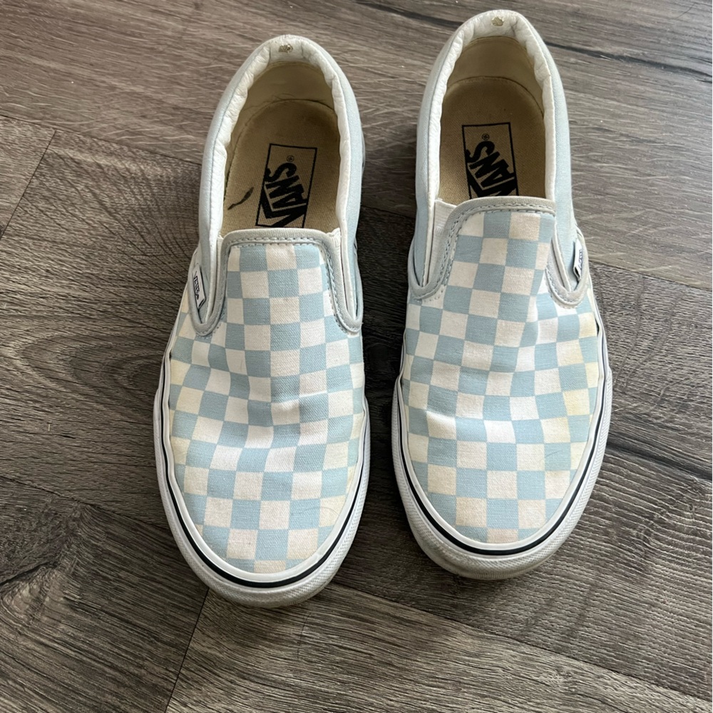 Light blue checkered Vans size 8.5 women’s 7 men’s